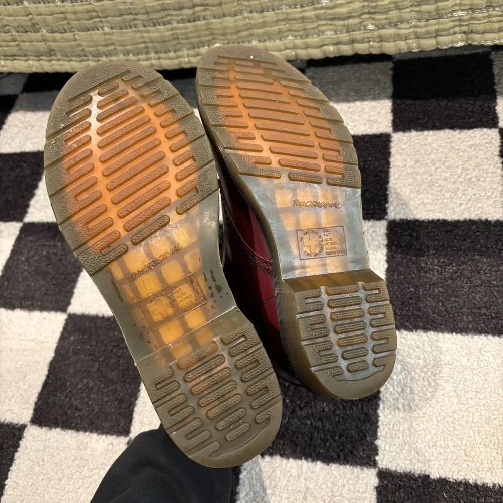 Dr. Martens Cherry Red Leather Boots - Picture 8 of 9